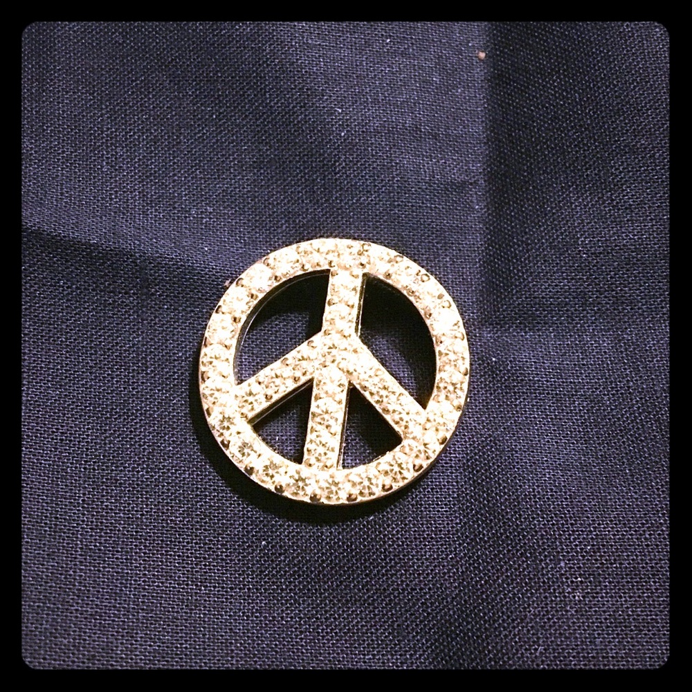 Sterling Silver, Gem Encrusted, Peace Sign, Charm